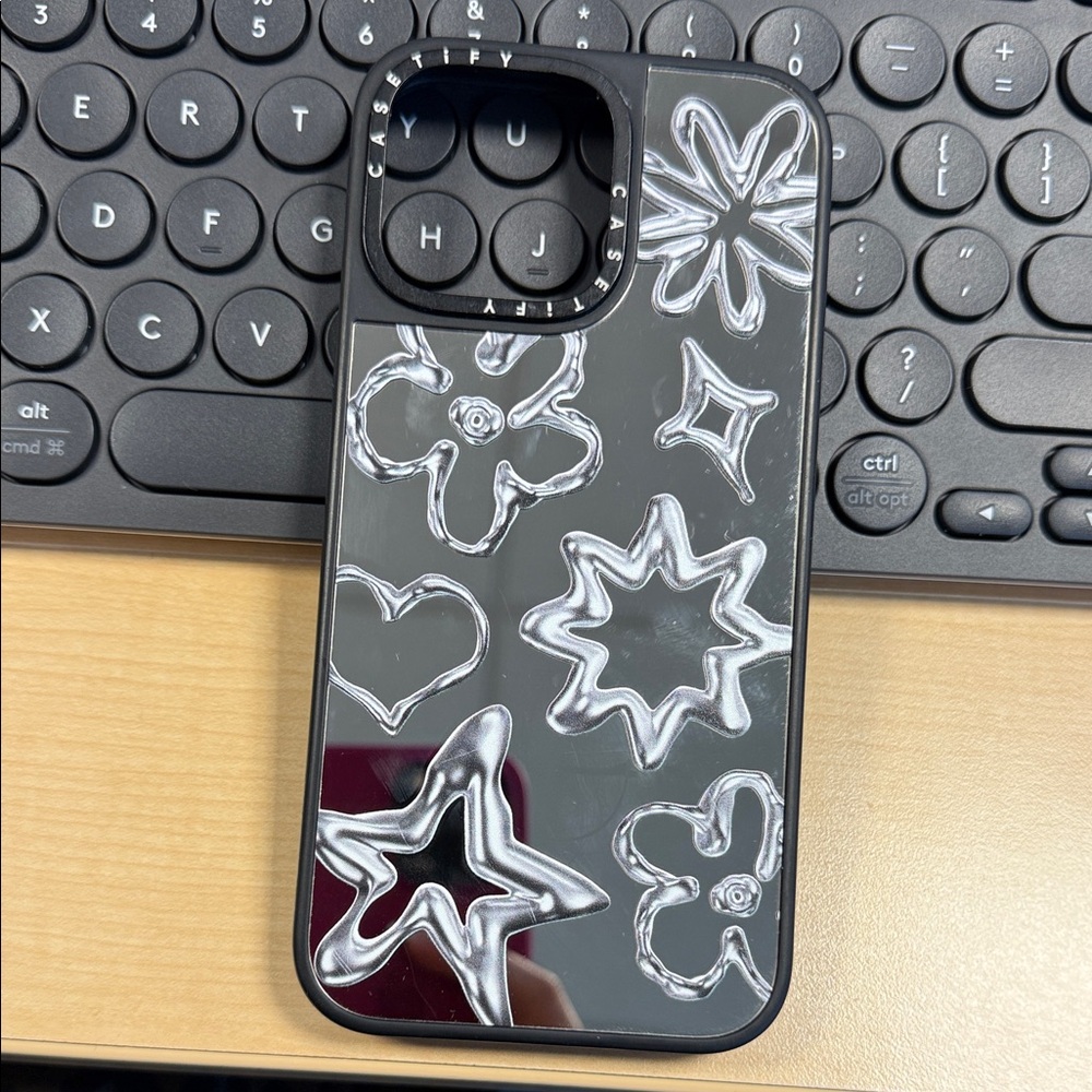 Casetify Black and Silver Floral Phone Case IPhone 16 PROMAX  *Authentic*